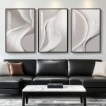 Large Framed Modern Abstract Wall Art for Living Room, Minimalist Bright Style Prints Wall Paintings Artwork for Walls, Silver Gray Contemporary Luxury Pictures for Hallway, Office Wall Decor 24x36 In