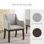 Signature Design by Ashley Burkhaus Traditional Dining Upholstered Arm Chair, 2 Count, Gray & Dark Brown