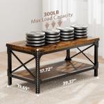 Rectangle Coffee Tables for Living Room, Wood Rectangular Coffee Table, 2 Tier Industrial Modern Center Table with Thickened Tabletop and Metal Frame, 40 inch Long (Rustic Brown)