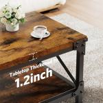 Rectangle Coffee Tables for Living Room, Wood Rectangular Coffee Table, 2 Tier Industrial Modern Center Table with Thickened Tabletop and Metal Frame, 40 inch Long (Rustic Brown)