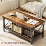 Rectangle Coffee Tables for Living Room, Wood Rectangular Coffee Table, 2 Tier Industrial Modern Center Table with Thickened Tabletop and Metal Frame, 40 inch Long (Rustic Brown)