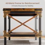 Rectangle Coffee Tables for Living Room, Wood Rectangular Coffee Table, 2 Tier Industrial Modern Center Table with Thickened Tabletop and Metal Frame, 40 inch Long (Rustic Brown)