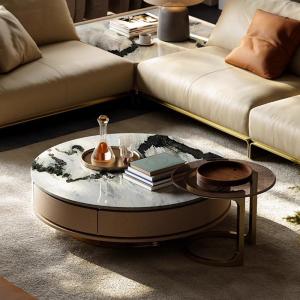Luxury Decoration Coffee Table Round Clear Drawers Unique Side Table Aesthetic Small Center Mesa Auxiliar Lounge Suite Furniture