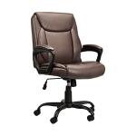 Amazon Basics Classic Puresoft PU Padded Mid-Back Height Adjustable Office Computer Desk Chair with Armrest, 25.75"D x 24.25"W x 42.25"H, Brown