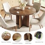 LITTLE TREE 39-Inch Round Dining Table for 4, Rustic Kitchen Table with X-Shaped Stable Pedestal, Farmhouse Dinner Table for Dining Room, Living Room, Dark Brown