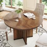 LITTLE TREE 39-Inch Round Dining Table for 4, Rustic Kitchen Table with X-Shaped Stable Pedestal, Farmhouse Dinner Table for Dining Room, Living Room, Dark Brown