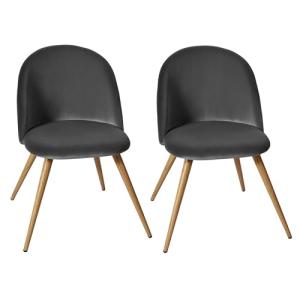 CangLong Modern Set of 2 Dining Chairs Mid Century Modern Accent Velvet Upholstered Leisure Side Chairs with Gold Metal Legs forDining, Living, Kitchen, Bedroom, Guest Room, Light Grey