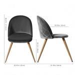 CangLong Modern Set of 2 Dining Chairs Mid Century Modern Accent Velvet Upholstered Leisure Side Chairs with Gold Metal Legs forDining, Living, Kitchen, Bedroom, Guest Room, Light Grey