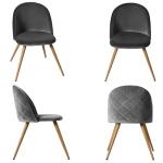CangLong Modern Set of 2 Dining Chairs Mid Century Modern Accent Velvet Upholstered Leisure Side Chairs with Gold Metal Legs forDining, Living, Kitchen, Bedroom, Guest Room, Light Grey