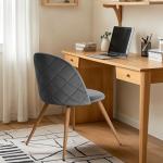 CangLong Modern Set of 2 Dining Chairs Mid Century Modern Accent Velvet Upholstered Leisure Side Chairs with Gold Metal Legs forDining, Living, Kitchen, Bedroom, Guest Room, Light Grey