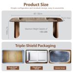 Modern Glass Coffee Table, Coffee Table for Living Room,Tempered Glass-top with Sturdy Wooden Base, Modern Coffee Tables for Small Space, Apartment, Office, Minimalist Design (Walnut)