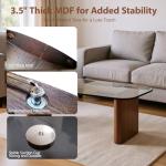 Modern Glass Coffee Table, Coffee Table for Living Room,Tempered Glass-top with Sturdy Wooden Base, Modern Coffee Tables for Small Space, Apartment, Office, Minimalist Design (Walnut)