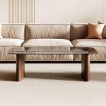 Modern Glass Coffee Table, Coffee Table for Living Room,Tempered Glass-top with Sturdy Wooden Base, Modern Coffee Tables for Small Space, Apartment, Office, Minimalist Design (Walnut)