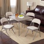 MECO Sudden Comfort 5-Piece Square Folding Dining Set with 34-Inch Table and 4 Padded Chairs