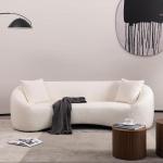 93.31" Minimalist Curved Sofa, 3-Seater Cloud Couch, White Boucle Fleece Upholstered Seating for Living Room, Apartment, Office