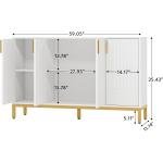 Modern Storage Cabinet, 59 Inch Console Buffet Cabinet Sideboard with 4 Doors & Gold Metal Base for Dining Room, Living Room