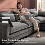 Marsail Modular Sectional Sofa 110.6" U-Shaped Modern Comfy Cloud Couch, 5-Seat Chenille Deep Seat Sofa with Throw Pillow & Movable Ottoman for Living Room, Bedroom and Apartment, Grey