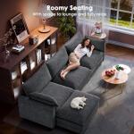 Marsail Modular Sectional Sofa 110.6" U-Shaped Modern Comfy Cloud Couch, 5-Seat Chenille Deep Seat Sofa with Throw Pillow & Movable Ottoman for Living Room, Bedroom and Apartment, Grey