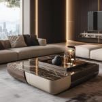 Z1Square luxury stone coffee table living room custom square modern, light luxury villa