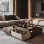 Z1Square luxury stone coffee table living room custom square modern, light luxury villa