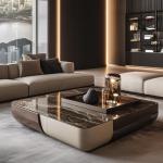 Z1Square luxury stone coffee table living room custom square modern, light luxury villa