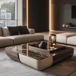 Z1Square luxury stone coffee table living room custom square modern, light luxury villa