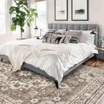 TOPRUUG Washable Oriental Area Rug - 9x12 Rugs for Living Room Soft Carpet for Bedroom Waterproof Floral Distressed Indoor Stain Resistant Non-Shedding Floor Carpets (Beige, 9x12)