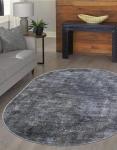 Rugs.com Oregon Collection Rug – 4x6 Oval Gray Low-Pile Rug Perfect for Living Rooms, Large Dining Rooms, Open Floorplans