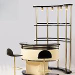 Light luxury stainless steel solid wood bar counter wine cabinet Italian designer bar against the wall art retro luxury island