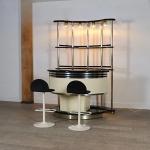 Light luxury stainless steel solid wood bar counter wine cabinet Italian designer bar against the wall art retro luxury island