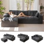 MAXYOYO 104" L Shaped Modular Sectional Sofa with Ottoman, Cloud Boneless Couch with Layered Cushion, Upholstered Sofa in a Box, Flexible Module Combination for Living Room, No Assembly, Dark Grey