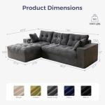 MAXYOYO 104" L Shaped Modular Sectional Sofa with Ottoman, Cloud Boneless Couch with Layered Cushion, Upholstered Sofa in a Box, Flexible Module Combination for Living Room, No Assembly, Dark Grey