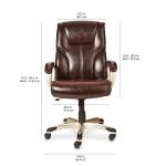 Amazon Basics Executive High Back Office Desk Chair, Adjustable Height, Tilt, Swivel, One Size, Brown/Gold