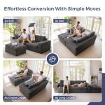 MAXYOYO 104" L Shaped Modular Sectional Sofa with Ottoman, Cloud Boneless Couch with Layered Cushion, Upholstered Sofa in a Box, Flexible Module Combination for Living Room, No Assembly, Dark Grey