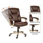 Amazon Basics Executive High Back Office Desk Chair, Adjustable Height, Tilt, Swivel, One Size, Brown/Gold