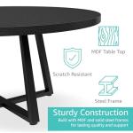 Black Round Dining Table for 6 - Modern Circle 51 Inch Large Room Kitchen Dinning Tables for 4 to 6 Person Seats Small Spaces Wood Dinner Mesa De Comedor Redonda
