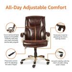 Amazon Basics Executive High Back Office Desk Chair, Adjustable Height, Tilt, Swivel, One Size, Brown/Gold
