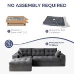MAXYOYO 104" L Shaped Modular Sectional Sofa with Ottoman, Cloud Boneless Couch with Layered Cushion, Upholstered Sofa in a Box, Flexible Module Combination for Living Room, No Assembly, Dark Grey