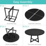 Black Round Dining Table for 6 - Modern Circle 51 Inch Large Room Kitchen Dinning Tables for 4 to 6 Person Seats Small Spaces Wood Dinner Mesa De Comedor Redonda