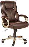 Amazon Basics Executive High Back Office Desk Chair, Adjustable Height, Tilt, Swivel, One Size, Brown/Gold