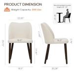 COLAMY Upholstered Dining Chairs Set of 2, Modern Fabric Dining Room Kitchen Side Chair with Padded Seat and Wood Legs for Restaurant/Cafe, Beige