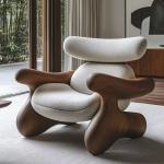 Beige Design Living Room Chairs Trending Italian Wooden Occasional Chairs Living Room Arm Ergonomic Fauteuils De Salon Furniture