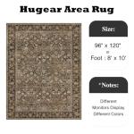 HUGEAR 8x10 Machine Washable Rugs Brown Hallway Large Area Rug Indoor Accent Rug Floral Low Pile Carpet Soft Throw Aesthetic Rug Bedroom Living Room Office Dining Room Kitchen Laundry Room