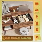 WLIVE Coffee Table for Living Room, Lift Top Coffee Table with Storage, Small Rising Wooden Dining Center Table with Storage Shelf & Hidden Compartment, 39" Rustic Brown