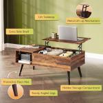 WLIVE Coffee Table for Living Room, Lift Top Coffee Table with Storage, Small Rising Wooden Dining Center Table with Storage Shelf & Hidden Compartment, 39" Rustic Brown