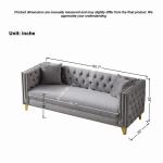 Modern 3-Seater Chesterfield Velvet Sofa, Deep Seat Couch with Button Nailhead Trim, Square Arm Design for Living Room,