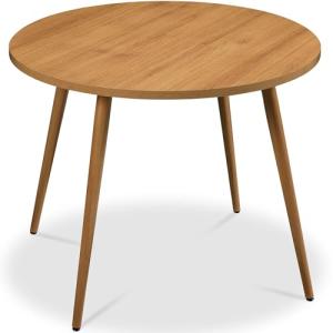 Best Choice Products Round 35.5in Dining Table for 4 w/Sturdy Wood Finish Steel Legs, Mid Century Modern, Space-Saving, Small Space Circle Dinette for Home, Kitchen, Apartment - Pecan