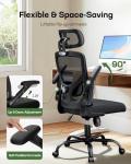 Marsail Ergonomic Mesh Office Chair High Back Desk Chair Adjustable Lumbar Support with Headrest Flip-Up Liftable Arms Swivel Computer Task Chair for Big and Tall People