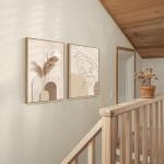 Large Framed Neutral Abstract Wall Art for Living Room, 2 Piece Tan and Cream Beige Canvas Prints Paintings Artwork for Walls, Woman Silhouette Big Pictures for Bedroom Dining Room Office Wall Decor