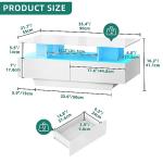 YITAHOME LED Coffee Tables for Living Room, High Glossy Coffee Table with Storage 4 Sliding Drawers, Small Rectangular LED Coffee Table Center Table with Open Display Shelf, Glossy White